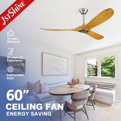 Ventilateur de plafond à lame de bois décoratif pour hôtel avec télécommande à moteur CC
